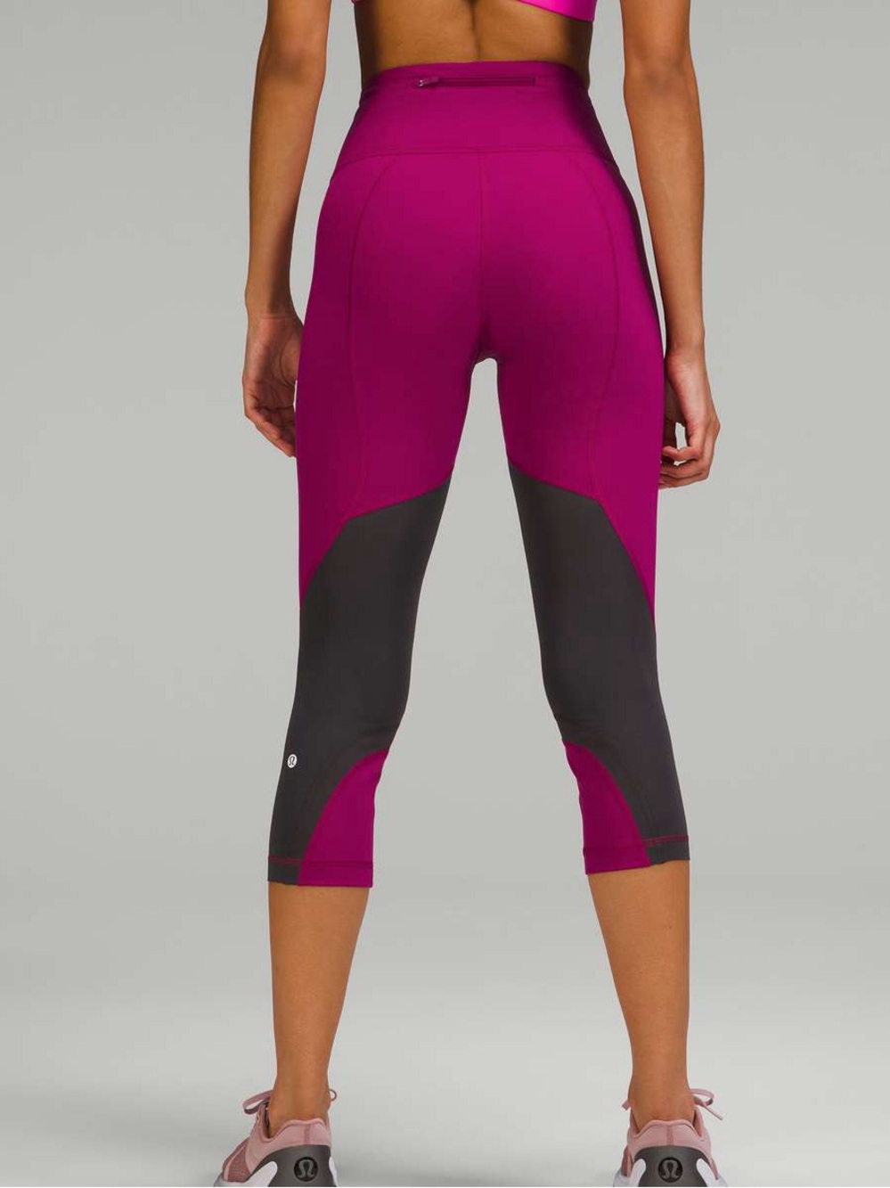 Lululemon Throwback Inspire High-Rise Crop 21" Magenta Purple/Graphite Grey Sz 4